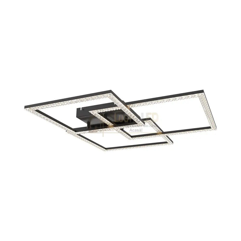 Lustra LED 3 Squares Cristal Black Echivalent 800W Telecomanda Lighting Fixtures