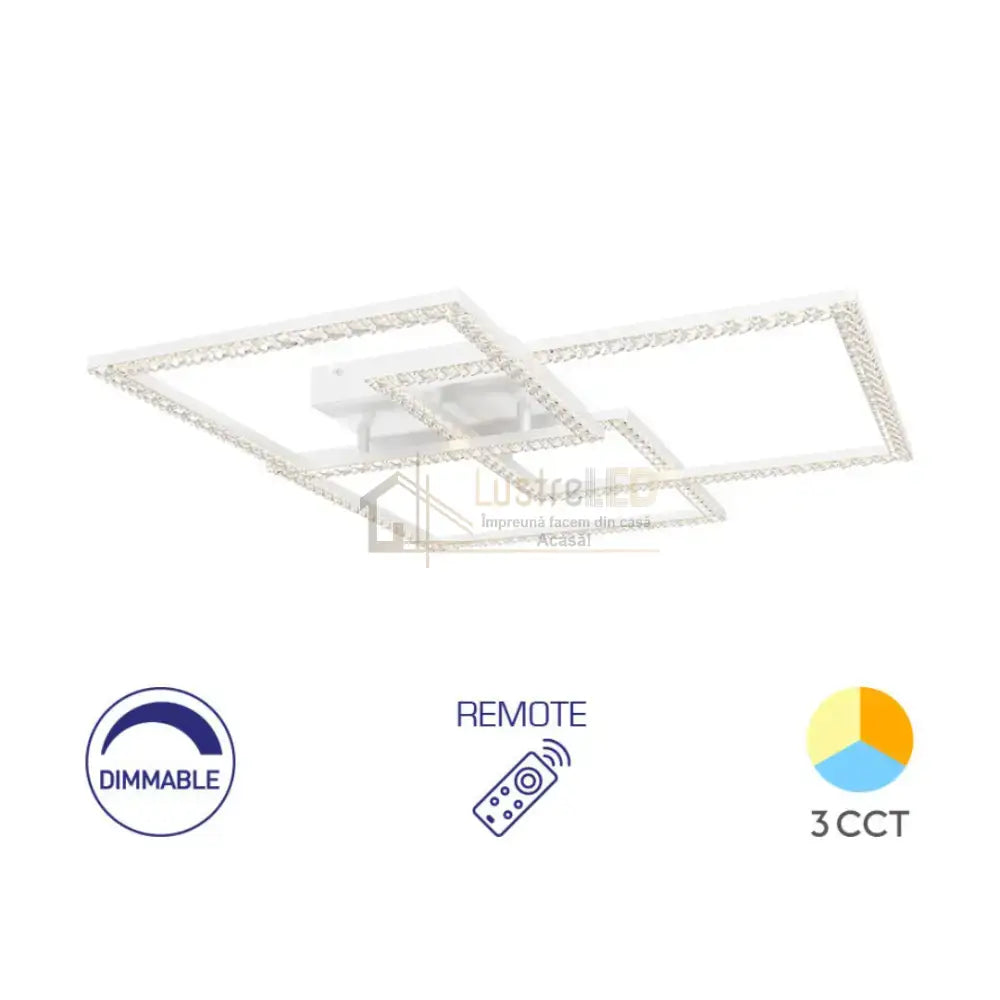 Lustra LED Aplicata Cristal White 80W 3IN1 lustreled.ro
