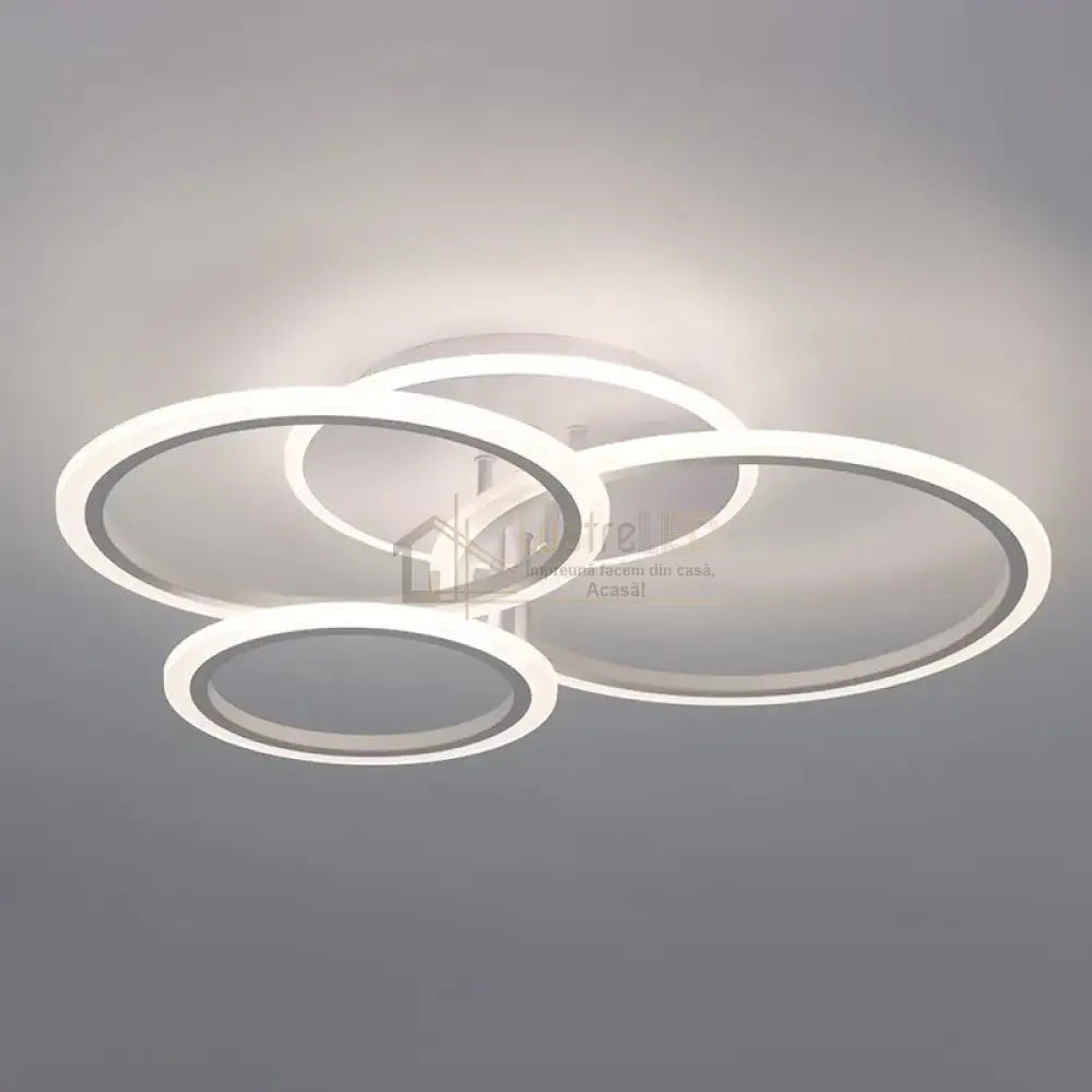 Lustra Led 3 White Rings Echivalent 500W Telecomanda Lighting Fixtures