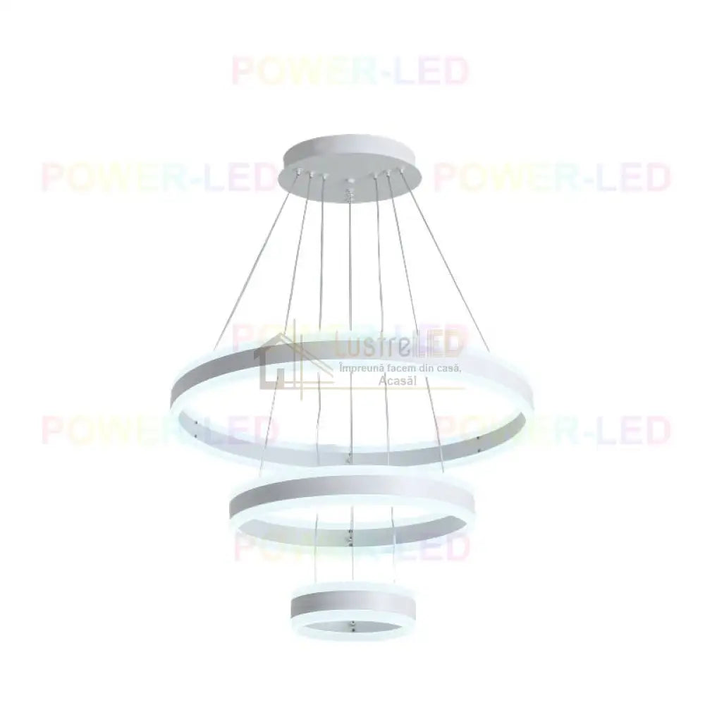 Lustra Led 308W King Alb 3 Segmente Telecomanda Chandeliers