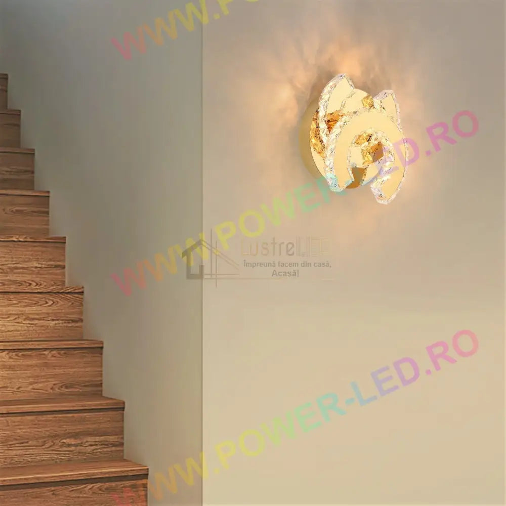 Lustra Led 32W Cristal Double C Gold Lighting Fixtures