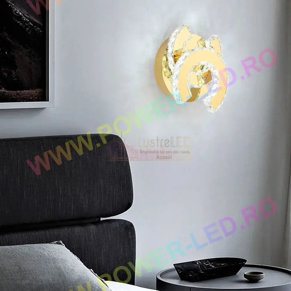 Lustra Led 32W Cristal Double C Gold Lighting Fixtures
