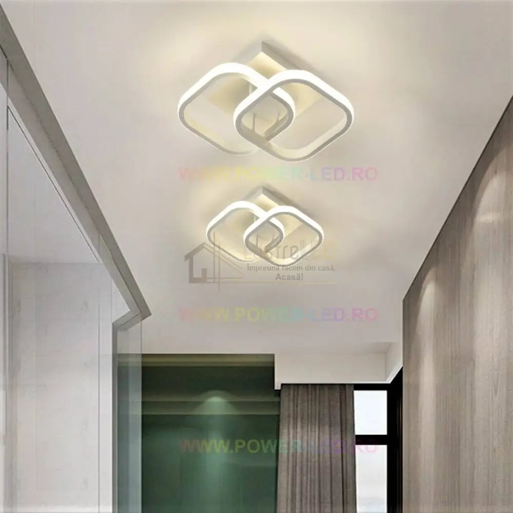 Lustra Led 32W Double Square Alb Echivalent 200W Lighting Fixtures