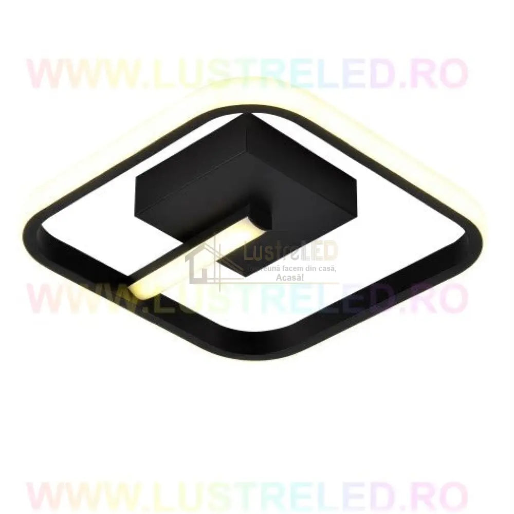 Lustra Led 36W Venus Square Black Echivalent 150W