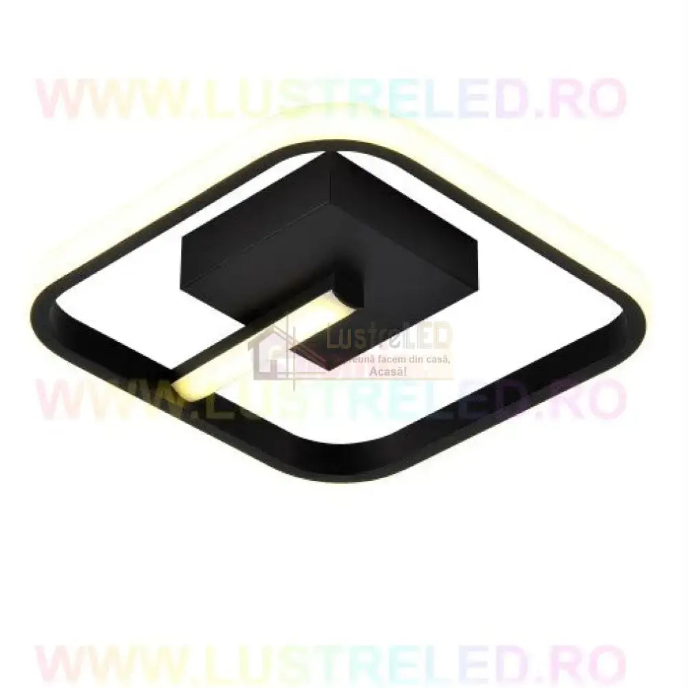 Lustra Led 36W Venus Square Black Echivalent 150W Lighting Fixtures