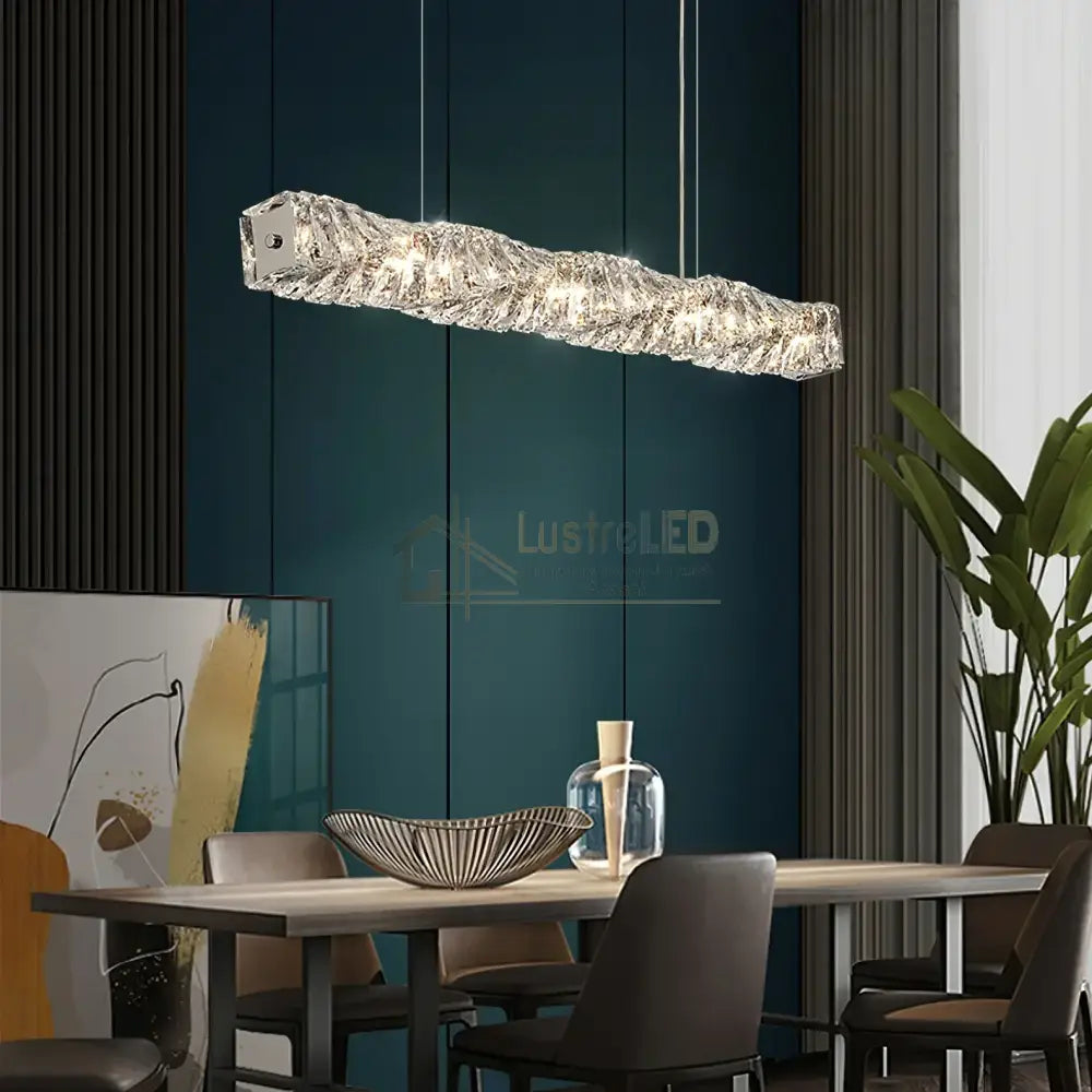 Lustra Led 38W Cristal Wave Argintiu Telecomanda Chandeliers Crystal