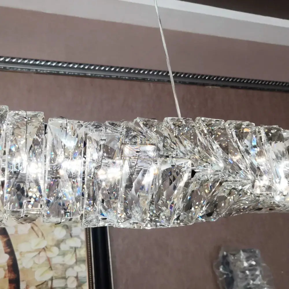 Lustra Led 38W Cristal Wave Argintiu Telecomanda Chandeliers Crystal