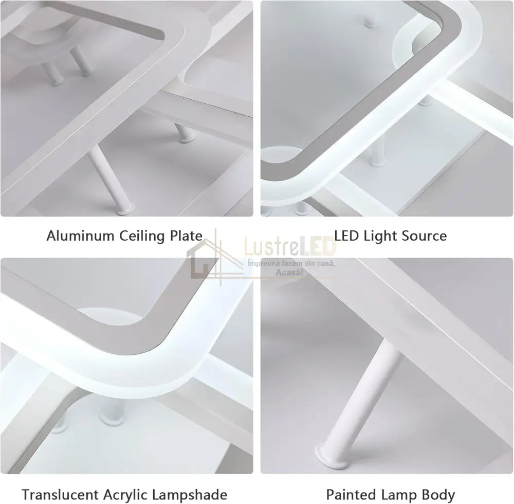 Lustra LED 4 + 1 SQUARE Alb Echivalent 400W Telecomanda ALBA / SQUARE DESIGN Lighting Fixtures
