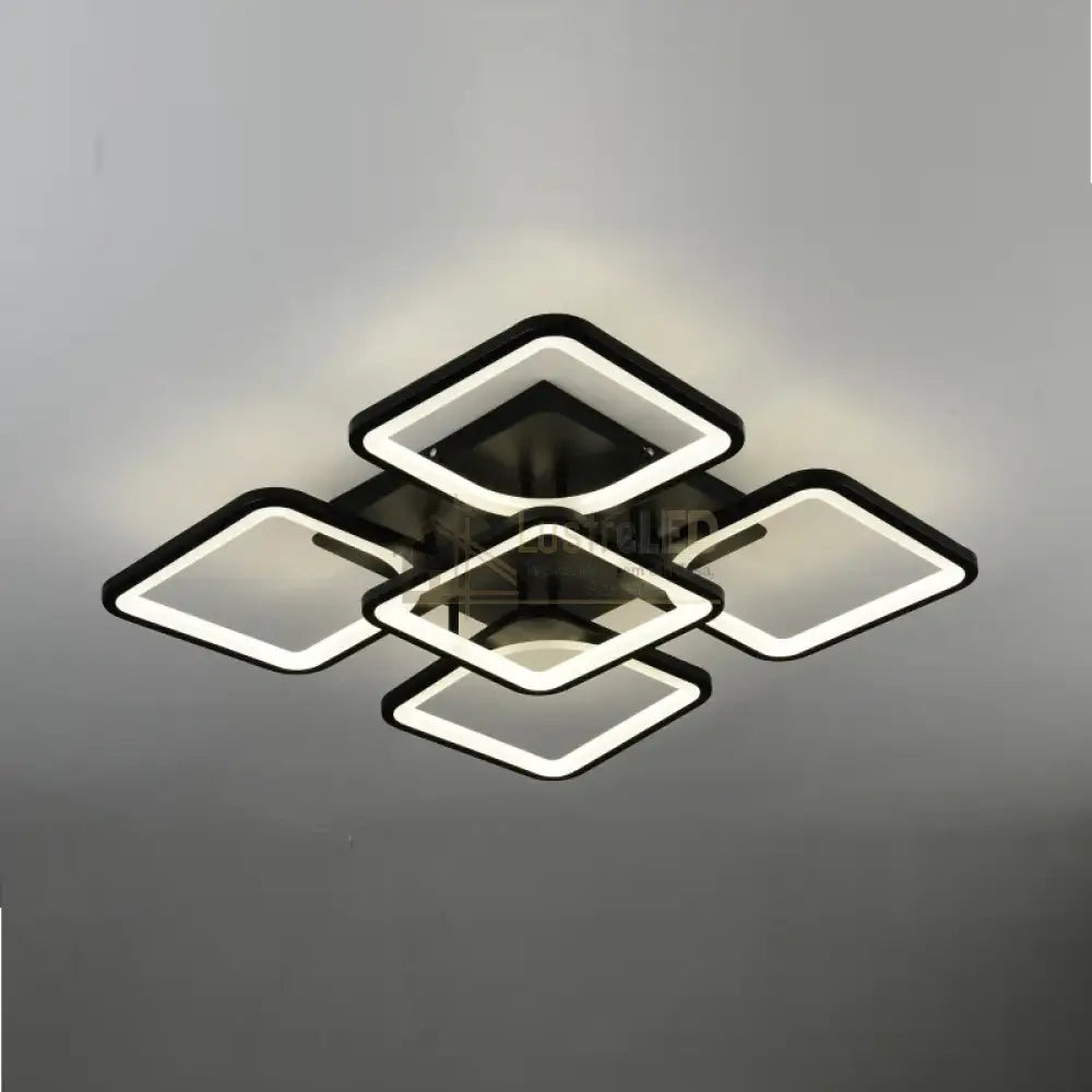 Lustra Led 4 + 1 Square Black Telecomanda Echivalent 400W Lighting Fixtures