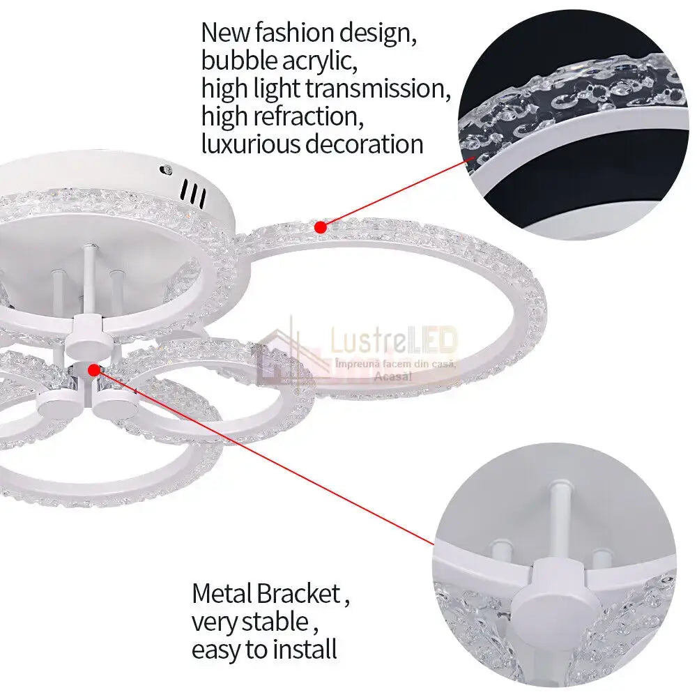 Lustra Led 160W 4 + 2 Circle Maxi Bubbles Design Telecomanda Lighting Fixtures