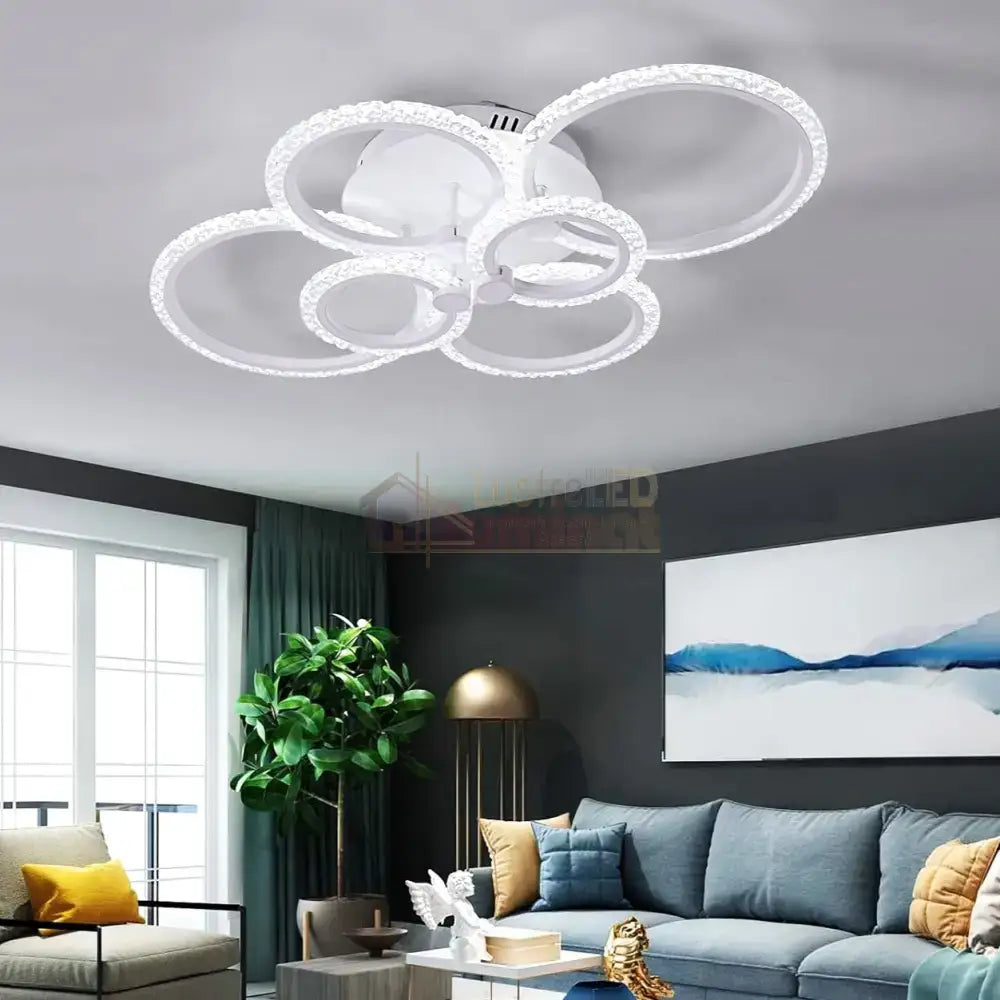 Lustra Led 4 + 2 Circle Bubbles Echivalent 800W Telecomanda Lighting Fixtures