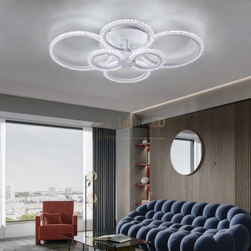 Lustra Led 160W 4 + 2 Circle Maxi Bubbles Design Telecomanda Lighting Fixtures