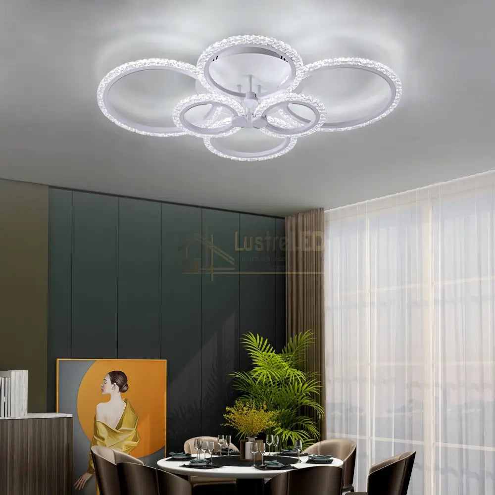 Lustra Led 160W 4 + 2 Circle Maxi Bubbles Design Telecomanda Lighting Fixtures