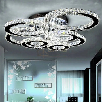 Lustra LED 4+2 CIRCLE Chrome Cristal Echivalent 800W Telecomanda