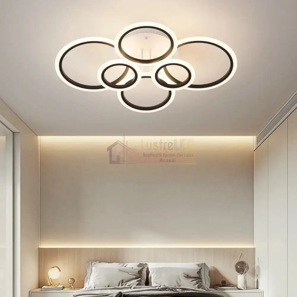Lustra Led 4 + 2 Circle Maxi Alb + Negru Smart Echivalent 600W Lighting Fixtures