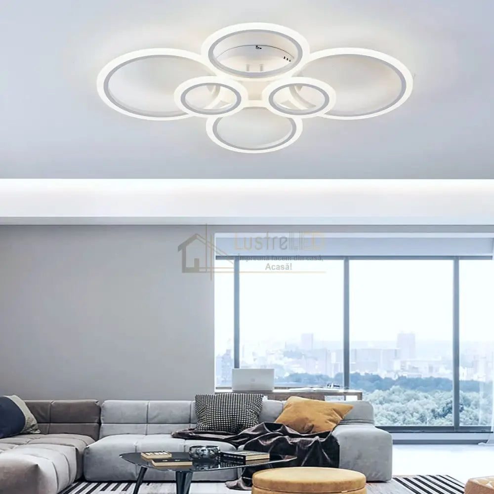 Lustra Led 4 + 2 Circle Maxi Alb Smart Echivalent 600W Lighting Fixtures