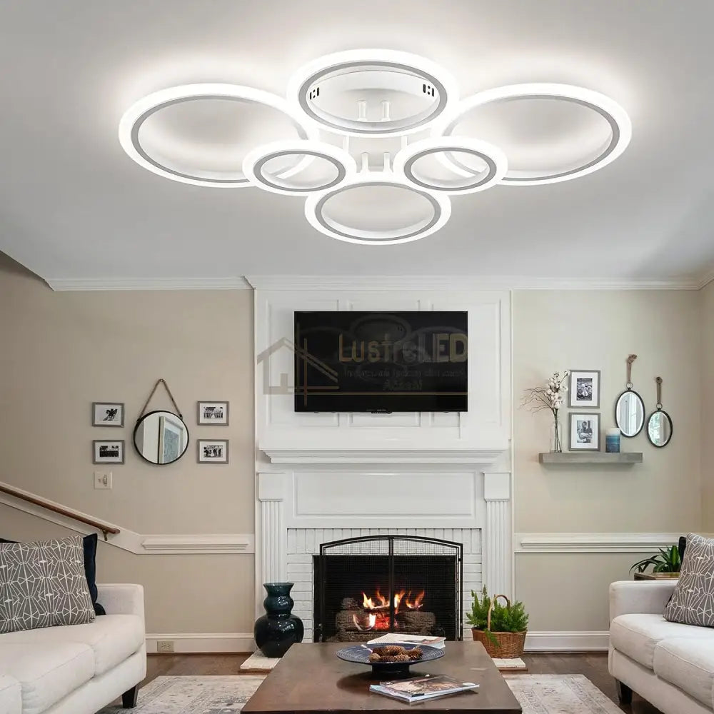 Lustra Led 4 + 2 Circle Maxi Alb Smart Echivalent 600W Lighting Fixtures