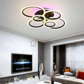 Lustra LED 4+2 CIRCLE RGB BLACK Echivalent 600W Telecomanda