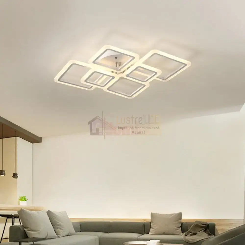 Lustra Led 4 + 2 Diamond Maxi Design Telecomanda Echivalent 600W Lighting Fixtures