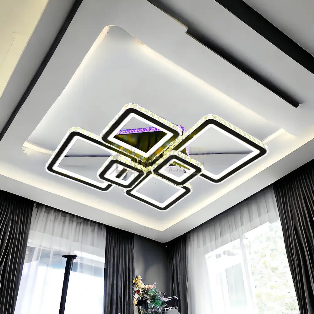 Lustra Led 4 + 2 Diamond Rgb Black Cristal Echivalent 1000W Chandeliers Crystal