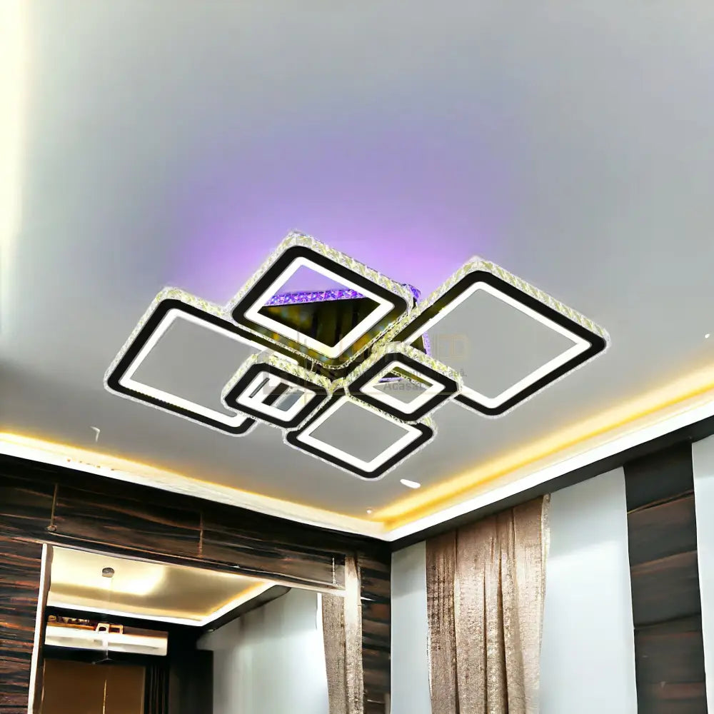Lustra Led 4 + 2 Diamond Rgb Black Cristal Echivalent 1000W Chandeliers Crystal