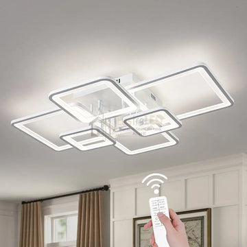 Lustra LED 4+2 SQUARE Alba cu Telecomanda Echivalent 800W