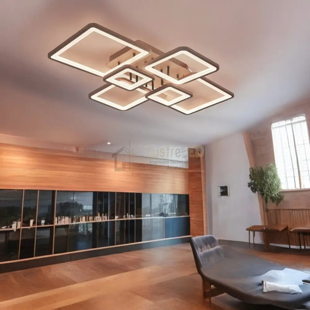 Lustra Led 4 + 2 Square Brown Telecomanda Echivalent 800W Lighting Fixtures