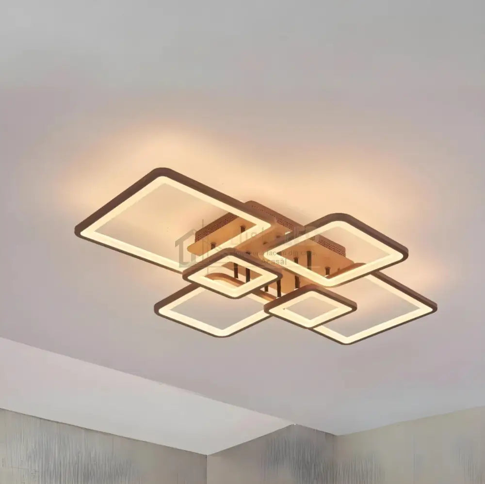 Lustra Led 4 + 2 Square Brown Telecomanda Echivalent 800W Lighting Fixtures