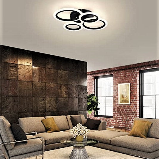 Lustra LED 2+2 CIRCLE BLACK Echivalent 400W Telecomanda