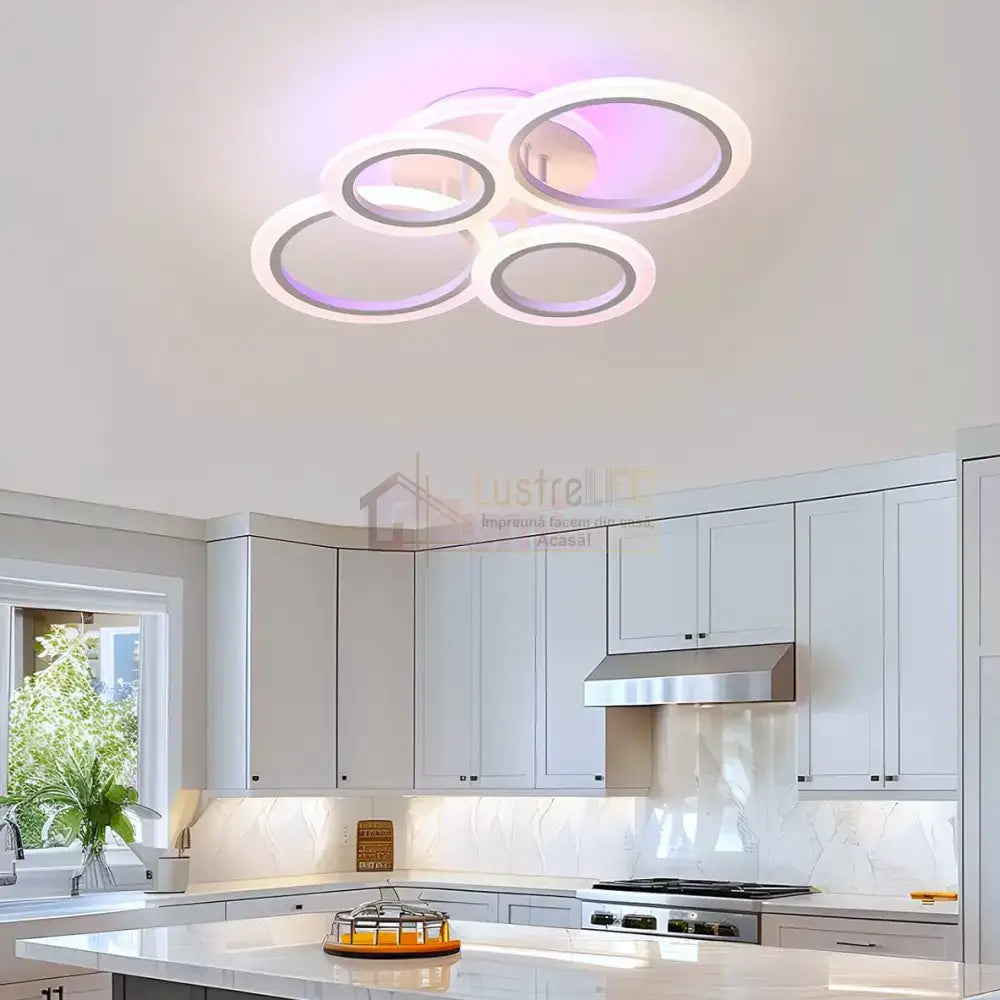Lustra Led 4 Circle Rgb Echivalent 500W Telecomanda Lighting Fixtures