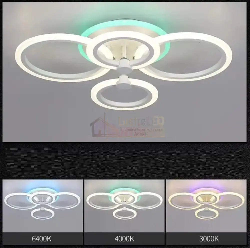 Lustra Led 90W 2 + 2 Circle Design Rgb Telecomanda Lighting Fixtures