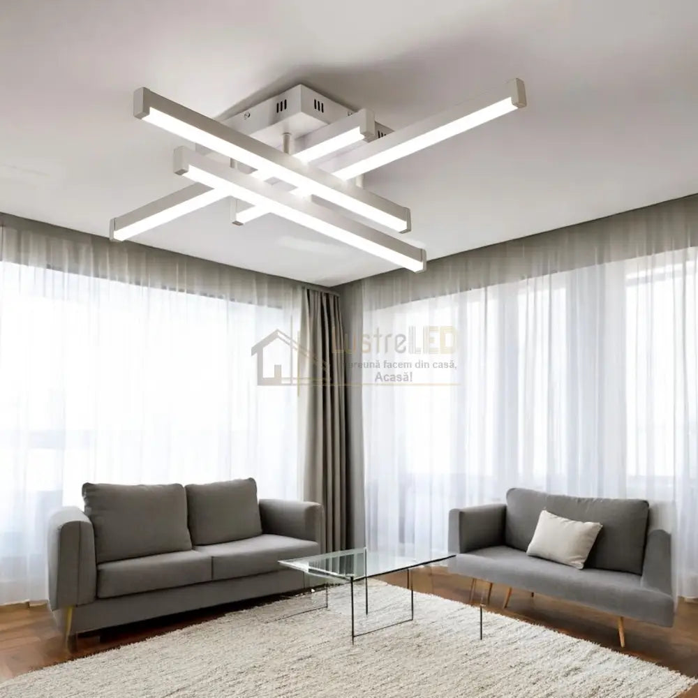 Lustra LED 4 LINES Design Alb Echivalent 400W Telecomanda ALBA / 65CM / MINIMALIST DESIGN Lighting Fixtures