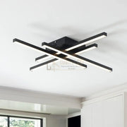 Lustra Led 4 Mini Lines Black Echivalent 200W Telecomanda Lighting Fixtures