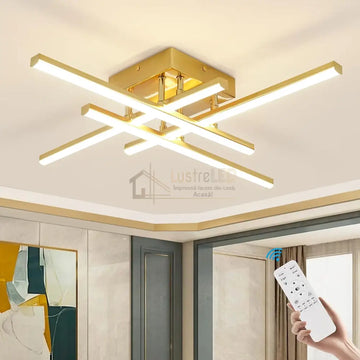 Lustra LED 4 Mini LINES Gold Echivalent 200W Telecomanda