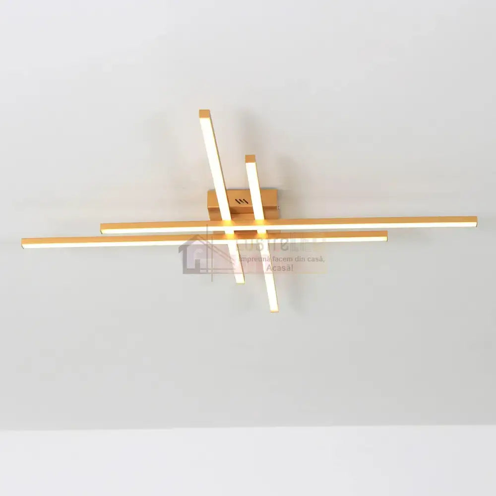 Lustra Led 4 Modern Lines Gold Echivalent 400W Telecomanda Lighting Fixtures