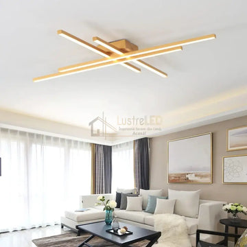 Lustra LED 4 Modern LINES Gold Echivalent 400W Telecomanda