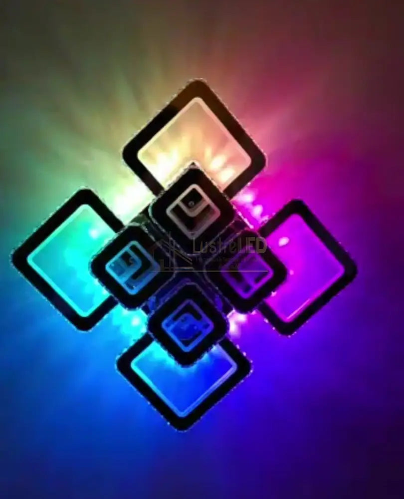 Lustra Led 4 + 4 Square Cristal Chrome Super Rgb Echivalent 1000W Chandeliers Crystal