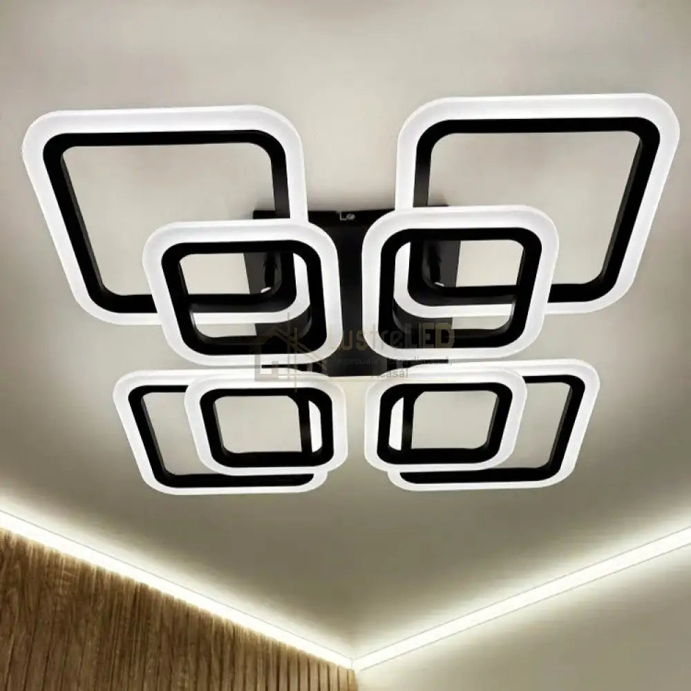 Lustra LED 4 + 4 Square Gigant Black Echivalent 1000W Telecomanda NEAGRA / SQUARE DESIGN Lighting Fixtures