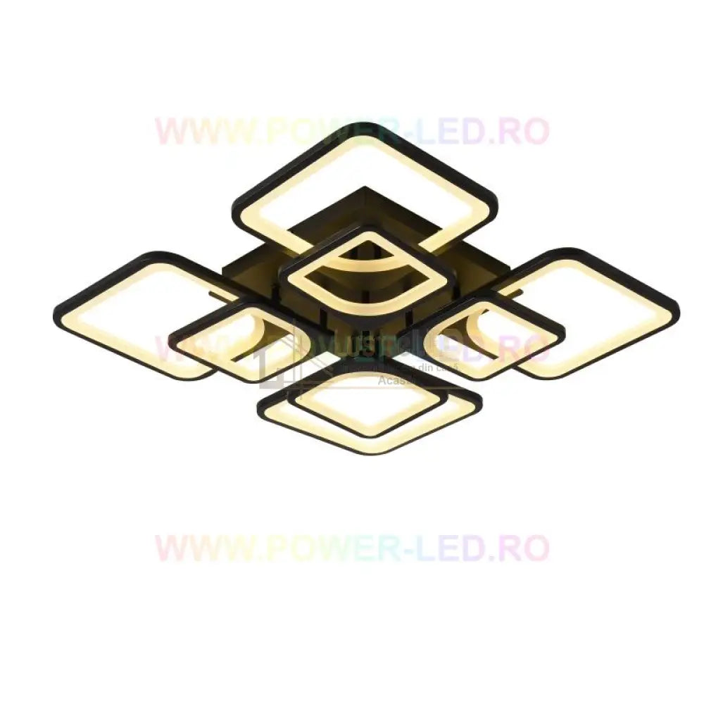 Lustra Led 4 + 4 Square Gigant Black Echivalent 1000W Telecomanda Lighting Fixtures