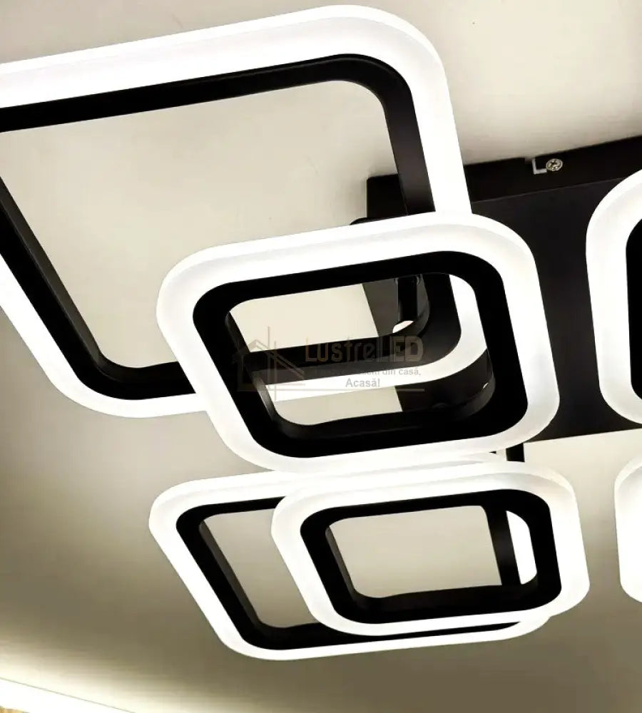 Lustra LED 4 + 4 Square Gigant Black Echivalent 1000W Telecomanda NEAGRA / SQUARE DESIGN Lighting Fixtures