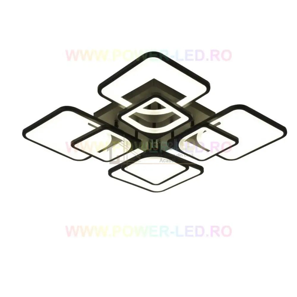 Lustra Led 4 + 4 Square Gigant Black Echivalent 1000W Telecomanda Lighting Fixtures