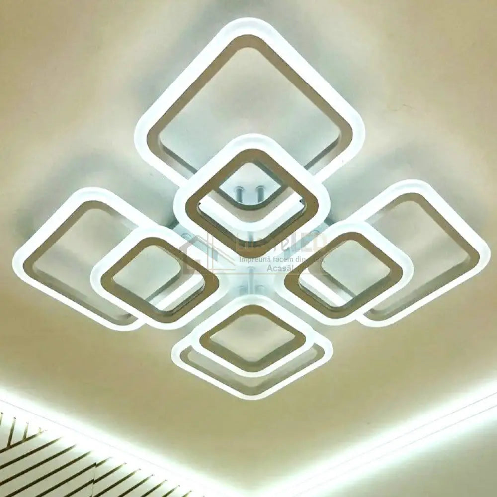 Lustra LED 4 + 4 SQUARE GIGANT Echivalent 1000W Telecomanda ALBA / SQUARE DESIGN Lighting Fixtures