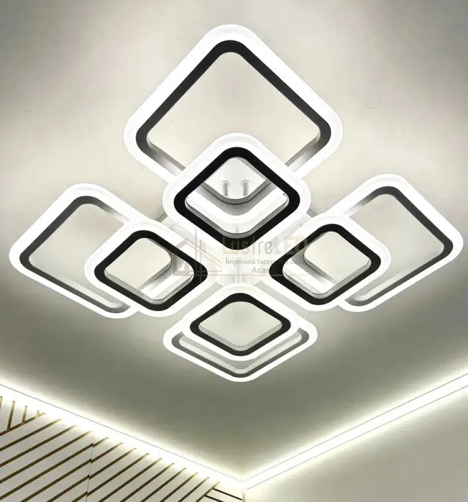 Lustra LED 4 + 4 SQUARE GIGANT Echivalent 1000W Telecomanda ALBA / SQUARE DESIGN Lighting Fixtures