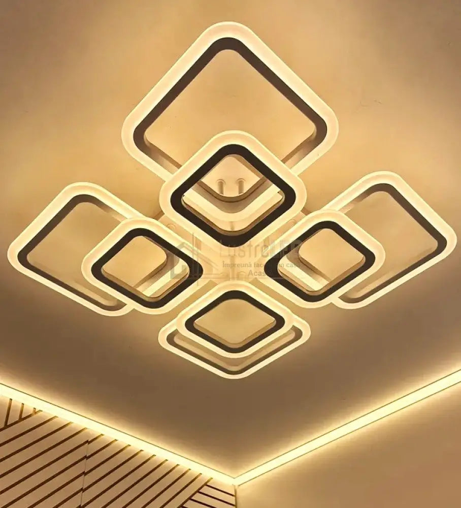 Lustra LED 4 + 4 SQUARE GIGANT Echivalent 1000W Telecomanda ALBA / SQUARE DESIGN Lighting Fixtures