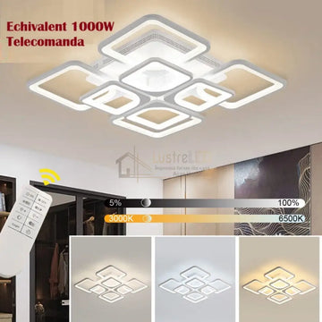 Lustra Led 4 + 4 Square Gigant Echivalent 1000W Telecomanda Lighting Fixtures