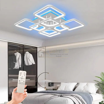 Lustra LED 4+4 SQUARE Gigant RGB Echivalent 1000W Telecomanda