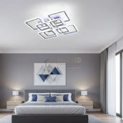 Lustra LED 4 + 4 SQUARE Gigant Silver RGB Echivalent 1200W Telecomanda Lighting Fixtures