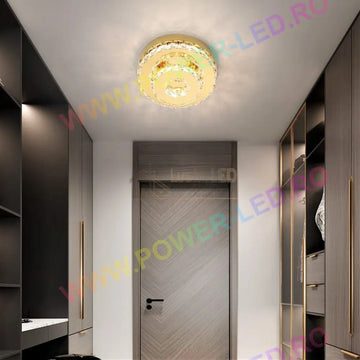 Lustra LED 40W CRISTAL Double Circle Gold