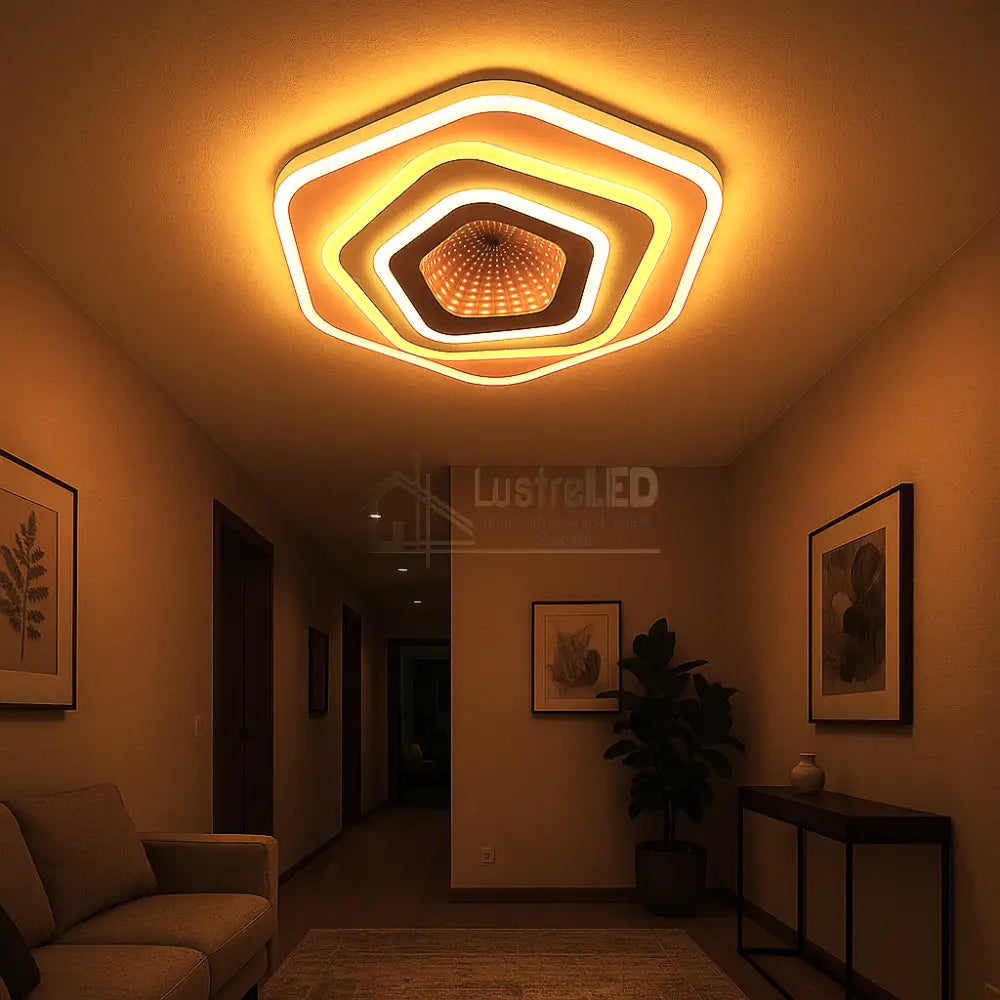 Lustra LED 40W GALAXY 3D Pentagon Echivalent 200W ALBA / 3D OGLINDA / 24CM Lighting Fixtures