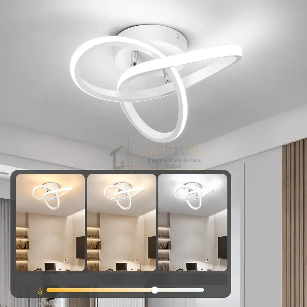 Lustra Led 48W Two Rings Alb Echivalent 200W Ceiling Light Fixtures